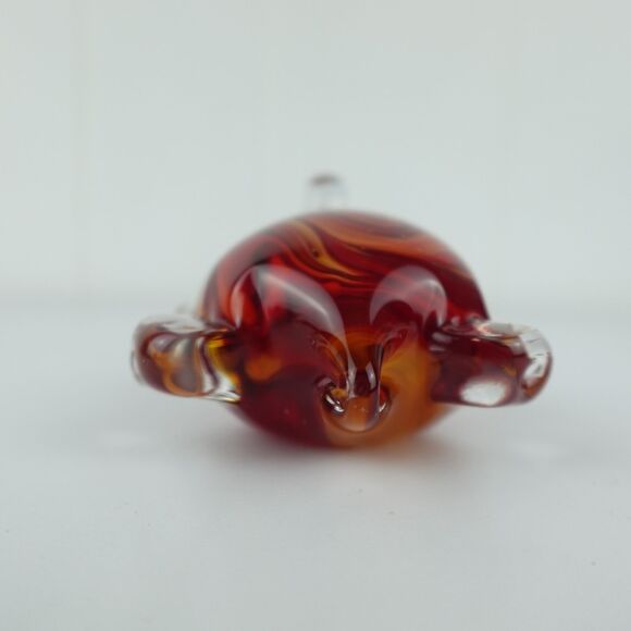 Hand Blown Art Glass Amber Colored Turtle Paperweight Decor Figurine - Picture 3 of 9